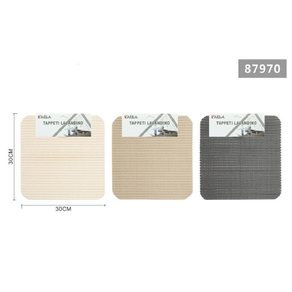 Trade Shop - Set 2 Tappeti Antiscivolo Lavello Lavandino Righi Quadrato Cucina 30x30cm 87970 -