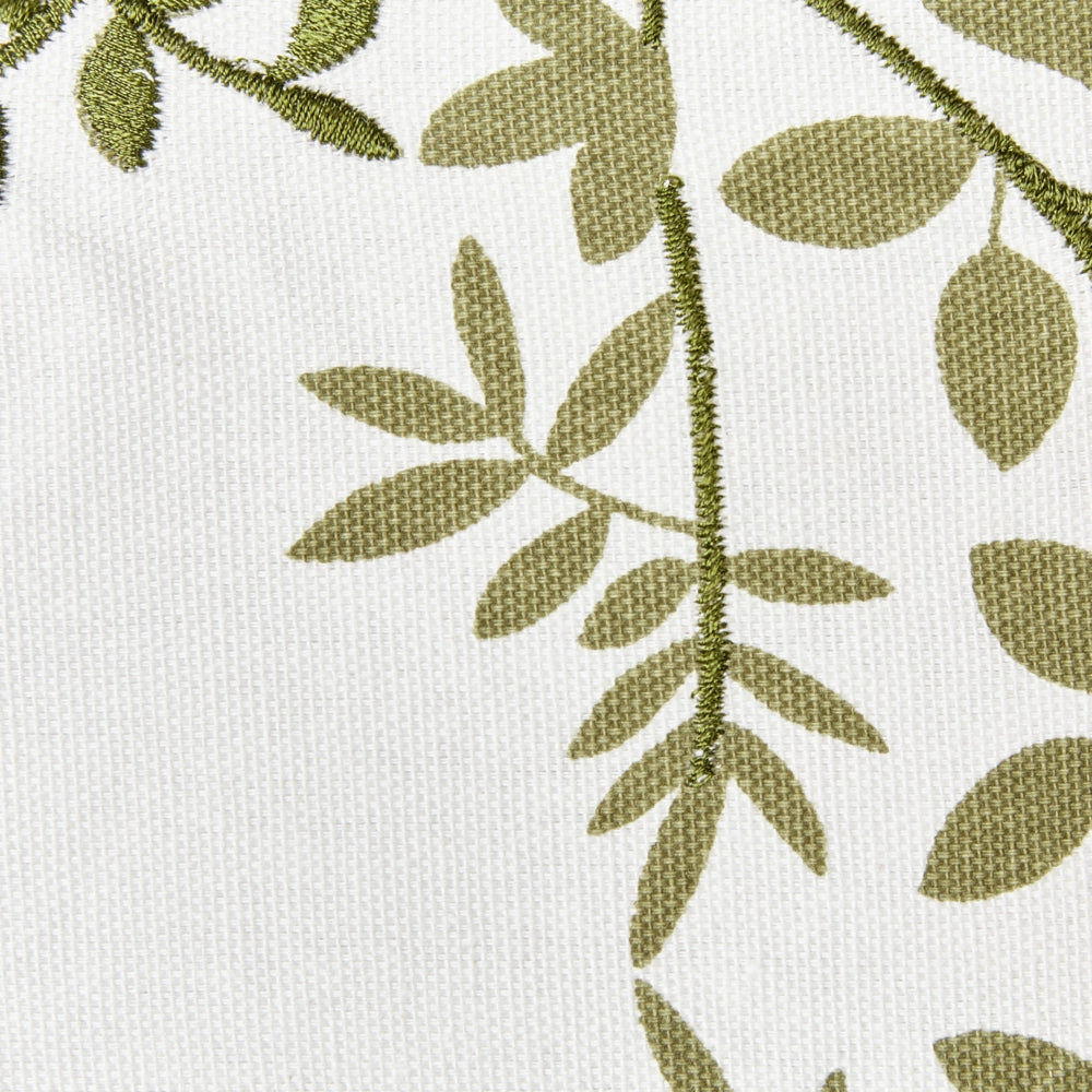 Set di 2 cuscini in cotone ricamati con motivo bianco e verde 45 x 45 cm morbida imbottitura