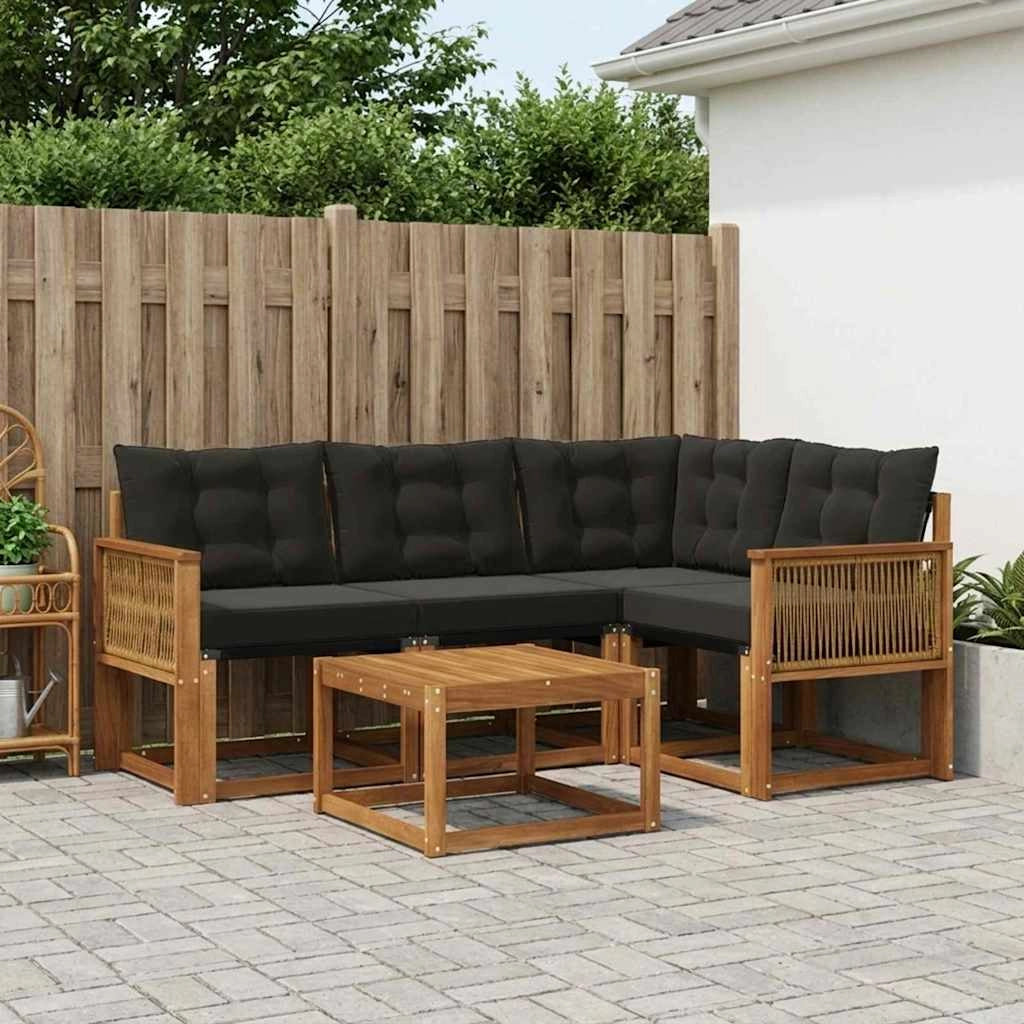 Set di divani da esterno 5 pz Naturale e Nero 3381940