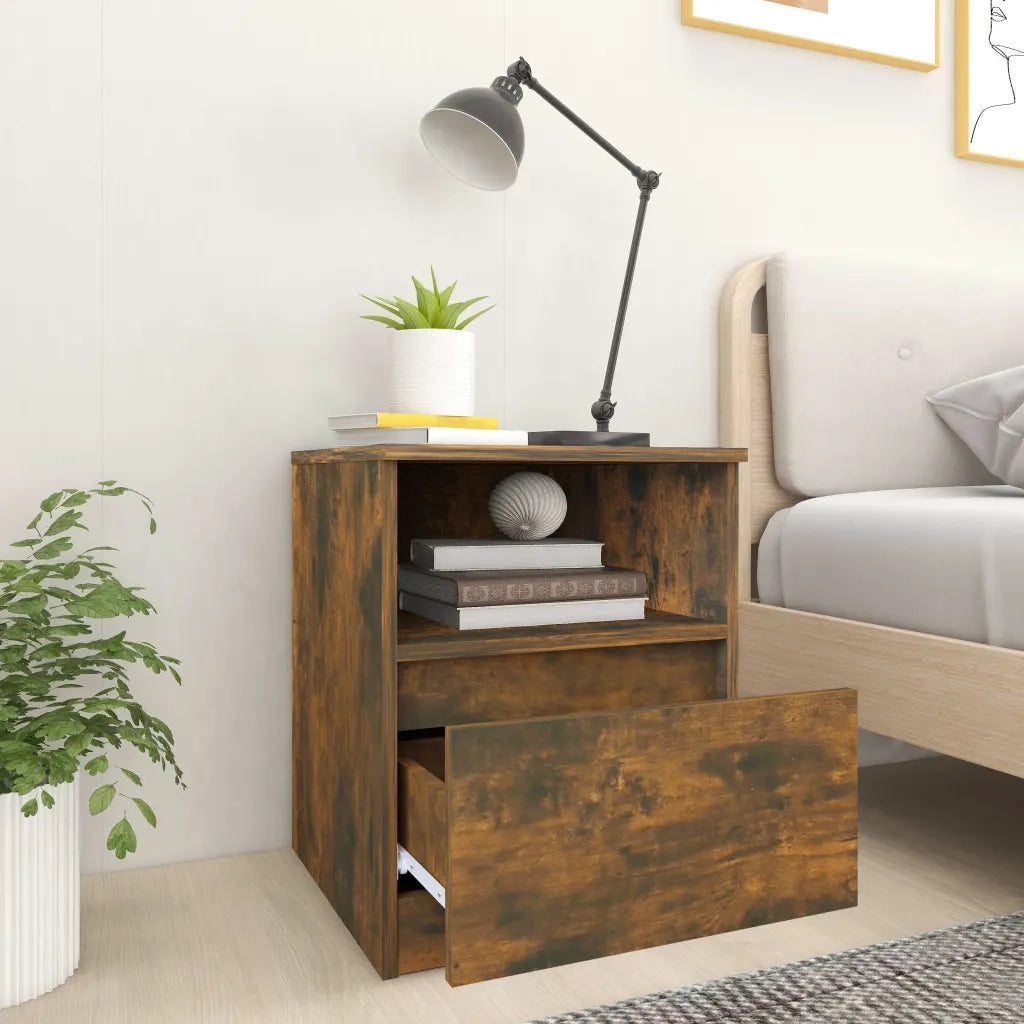 Comodino-Tavolino da notte Rovere Fumo 40x40x50 cm in Legno Multistrato 318371