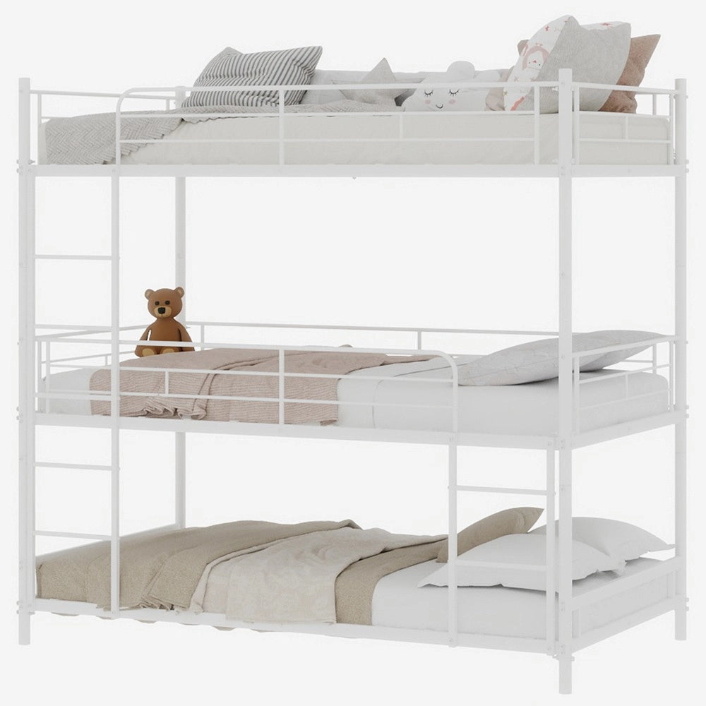 Letto a Castello Triplo con Scala e Ringhiera ¨C Xylo ¨C Legno, per Bambini e Adulti