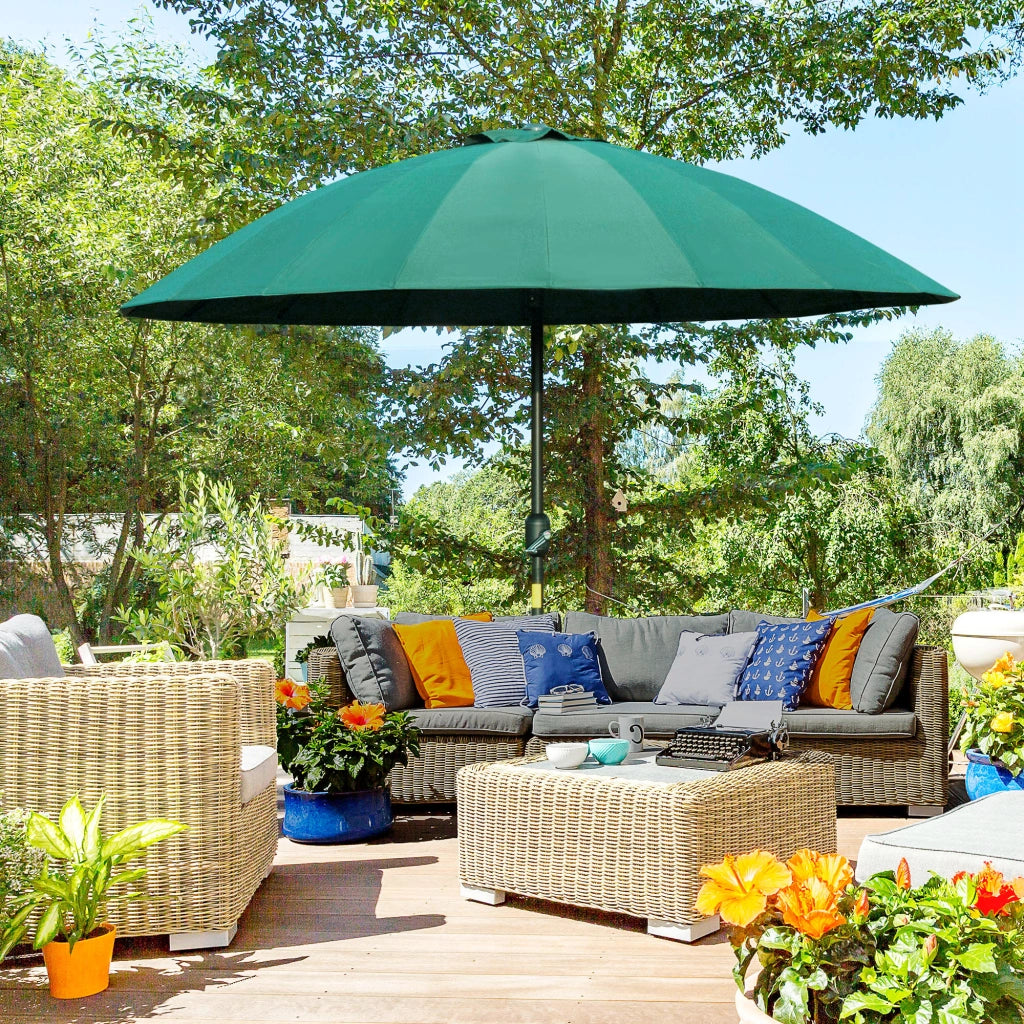 Ombrellone da Giardino ?250x240 cm con Manovella e Inclinazione Regolabile ¨C zephmum ¨C Verde