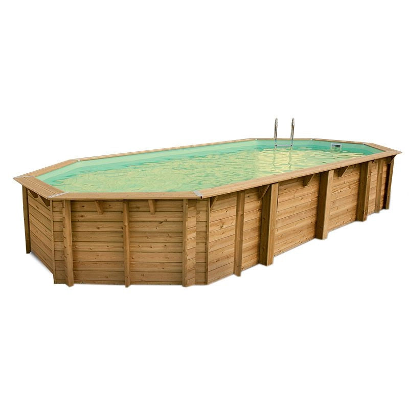 Piscina In Legno Ottagonale Northwood 750 - 7,50 X 4,00 H.1,30 M - Liner Beige