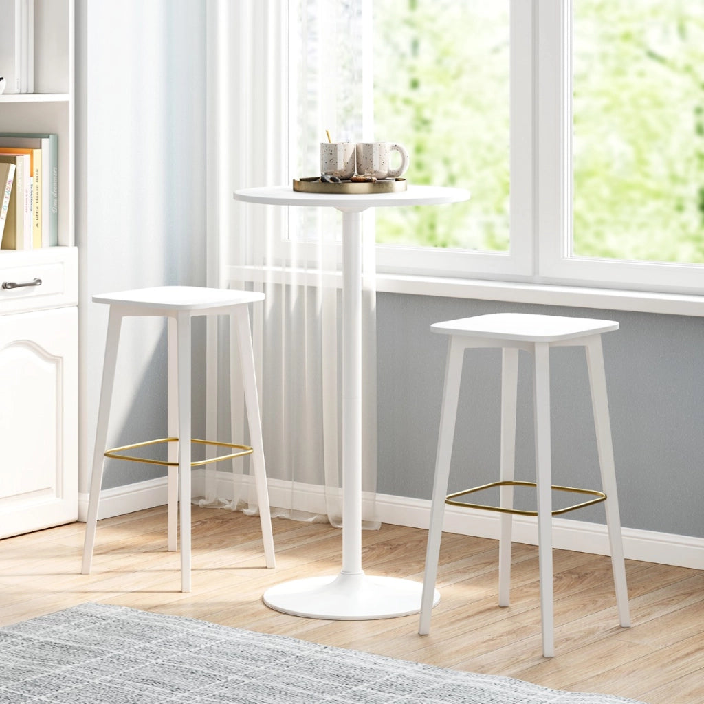 Tavolo da cocktail 101,5 cm si trasforma in tavolo caff¨¨ 56 cm, Tavolo bistro rotondo 2 pezzi finitura polvere elegante Bianco