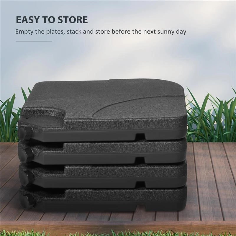 BASE PER OMBRELLONE SET 4 PEZZI IN HDPE RIEMPIBILE CON ACQUA O SABBIA, 104X104X7.5 CM, NERA