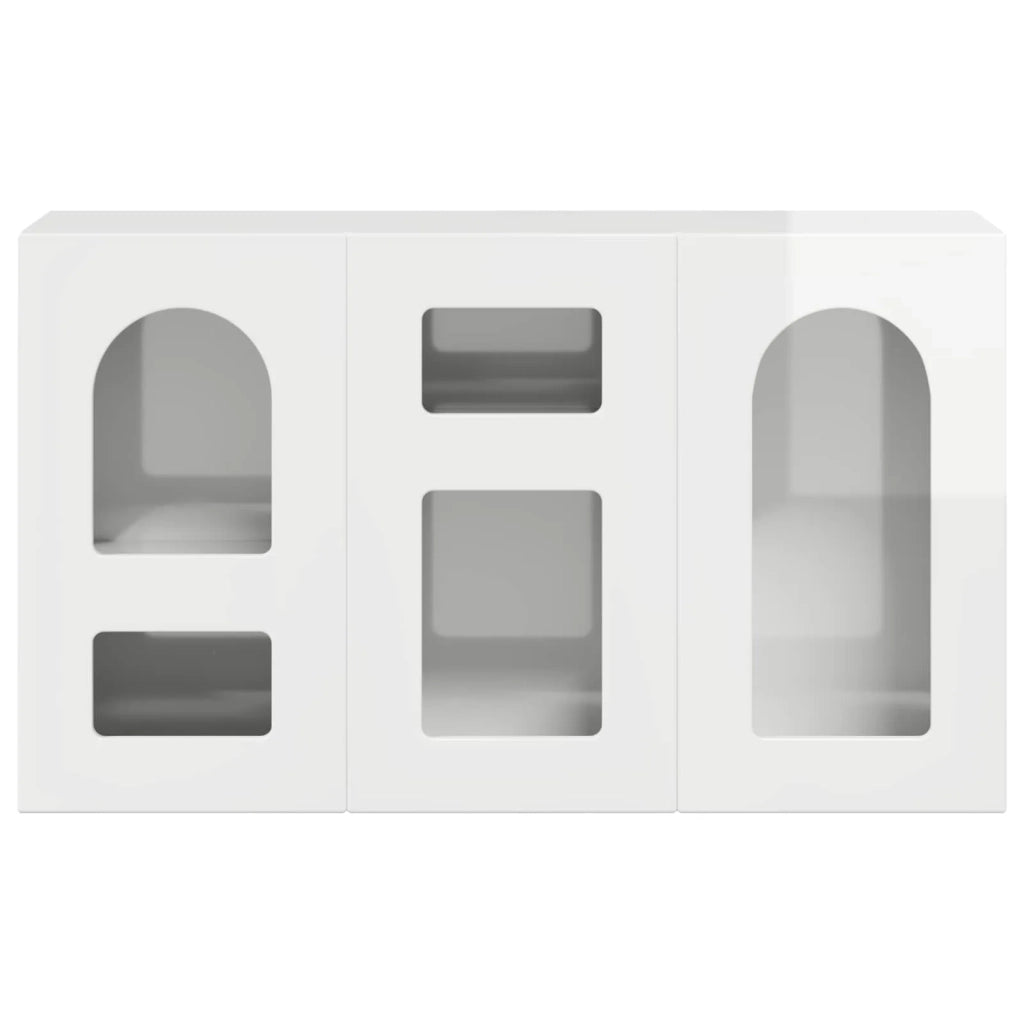 Credenza | Madia | Buffet da pranzo | Armadio da pranzo Bianco Lucido 100 x 35 x 59 cm Legno multistrato