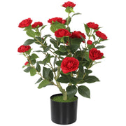 Pianta Artificiale Camelia ¨C Zephmum ¨C 65 cm Rosso con Fiori di Seta