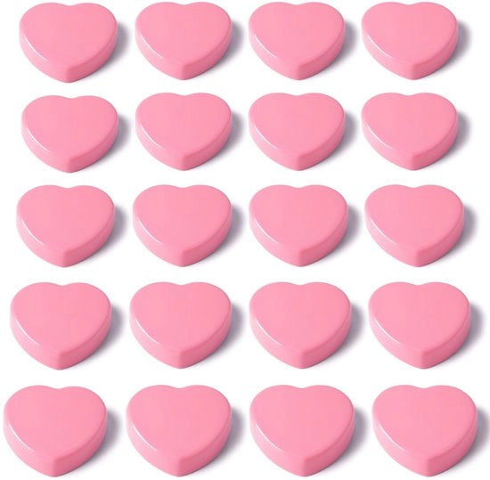 Magnetici per tabelle magnetiche - 20 magneti forti | Piccoli magneti per whiteboard a forma di cuore in rosa | Piccoli magneti per frigorifero | Magnetici decorativi per tabelle, foto, calendari, frigoriferi, pareti di foto, pareti magnetiche