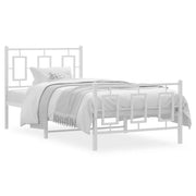 Letto singolo | Letto per adulti | Giroletto con Testiera e Pediera Metallo Bianco 90x200 cm