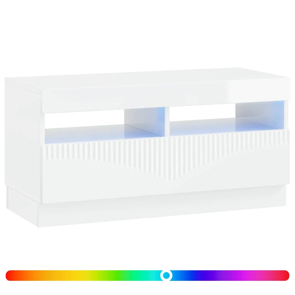 Mobile TV LED Bianco Lucido Legno ingegnerizzato 897439