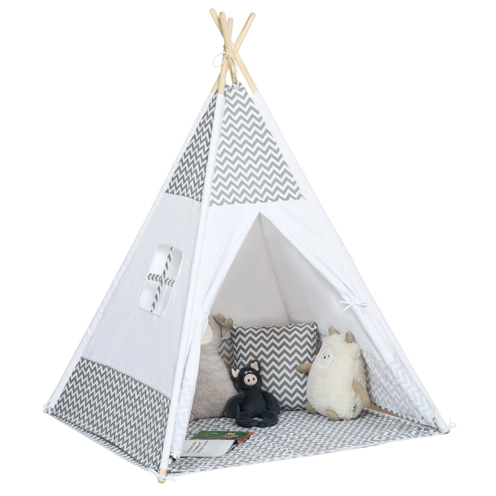 Tenda da gioco per bambini teepee indiano ¨C zephmum ¨C grigio bianco 120x120x155 cm