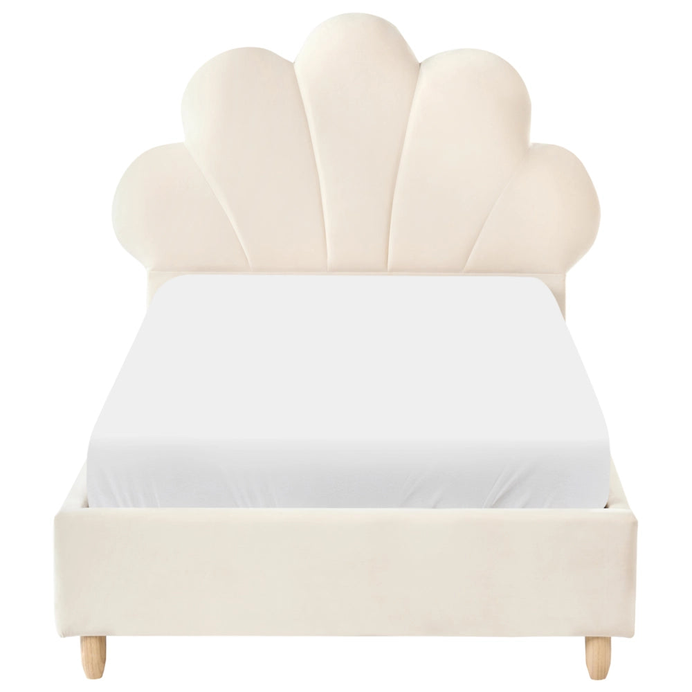 Letto con rete rivestita in velluto beige 90 x 200 cm testiera camera da letto moderna tradizionale per bambini