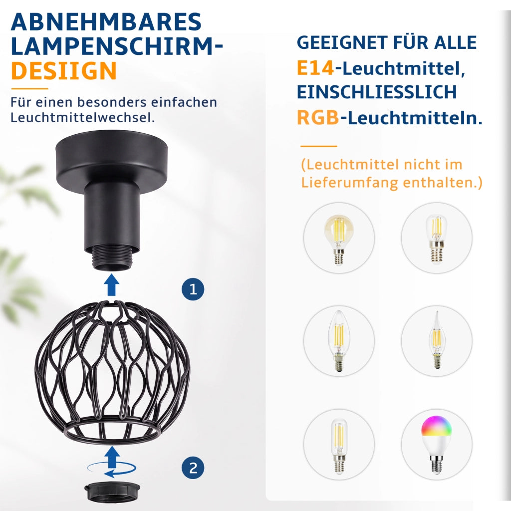 ZMH Faretto da soffitto 1 Luce Nero E14 Metall Orientabile 350¡ã per Corridoio Cucina Camera Senza Lampadina