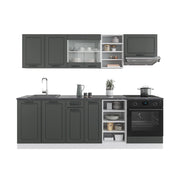 Cucina componibile R-Line Antracite rustico/Bianco 240 cm senza piano di lavoro Vicco