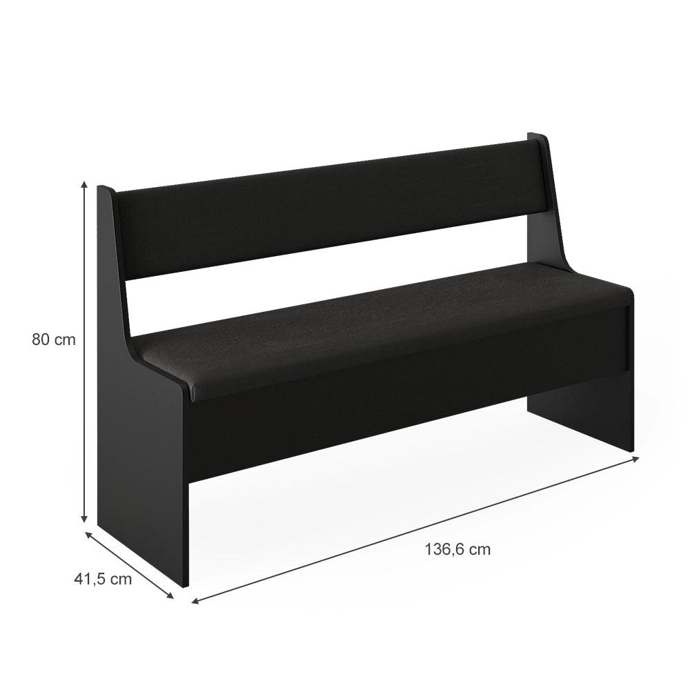 Vicco Panca ad angolo Nero 41.5 x 136.6 cm
