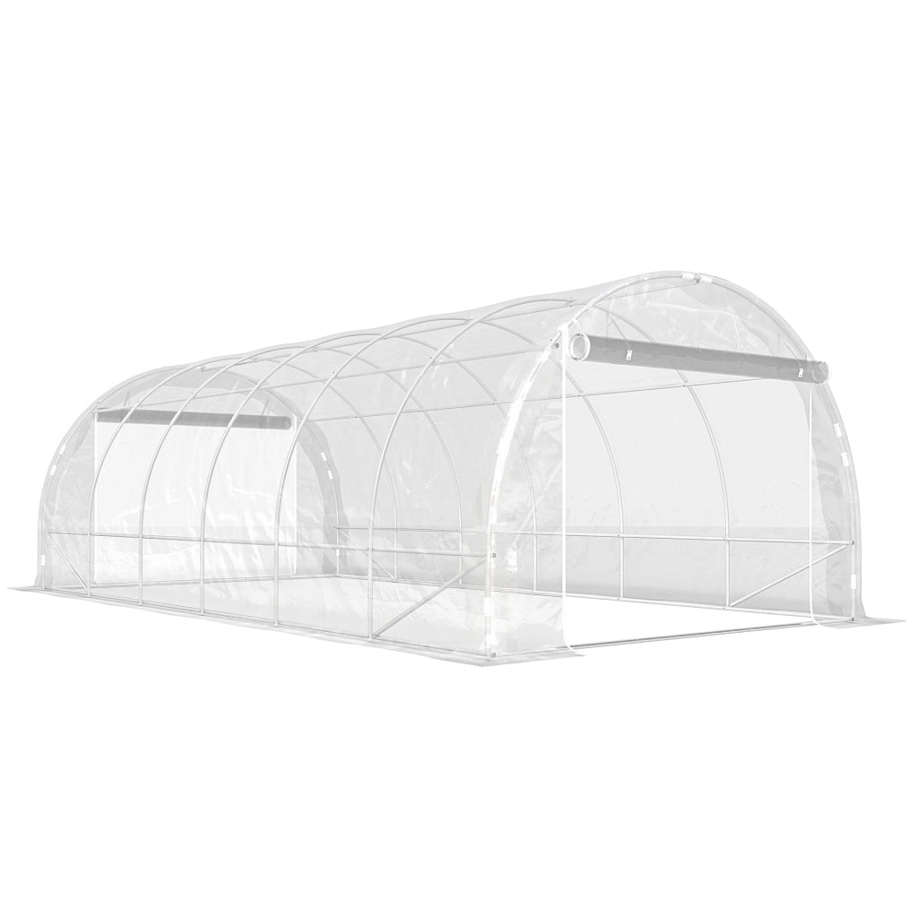 Serra a Tunnel 3x6x2 m con Porte Avvolgibili Telaio in Acciaio e Copertura in PE Anti-UV Trasparente