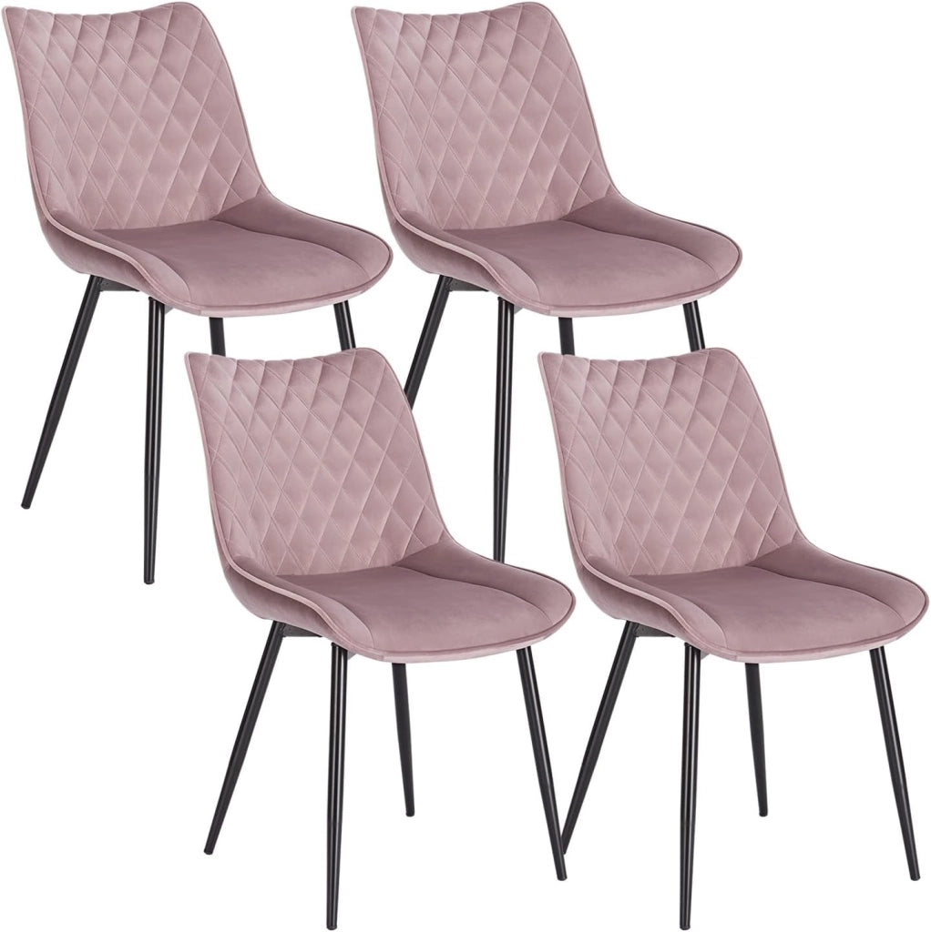 set di 4 sedie sala da pranzo sedie cucina moderne sedie imbottite Adatte per Sala Pranzo, Soggiorno, Camera da Letto Estetica in Tessuto di velluto Rosa Metallo BH209rs-4