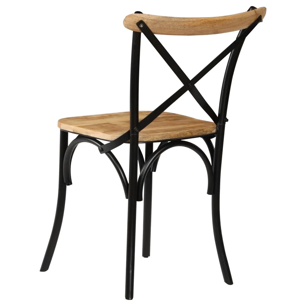 Sedie a Croce 4 pz Nere in Legno Massello di Mango 278773