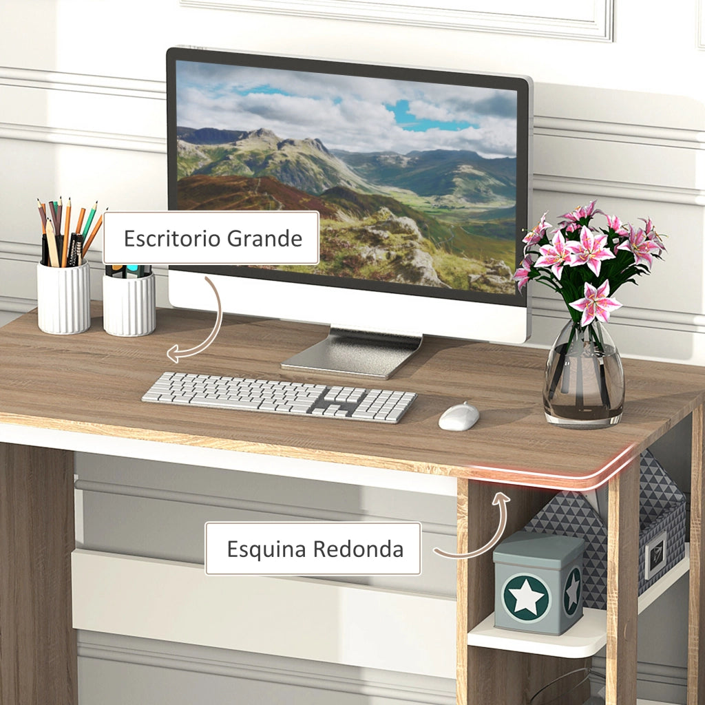 Scrivania con scaffale 3 livelli ¨C Zephmum ¨C Legno 100x55x74 cm