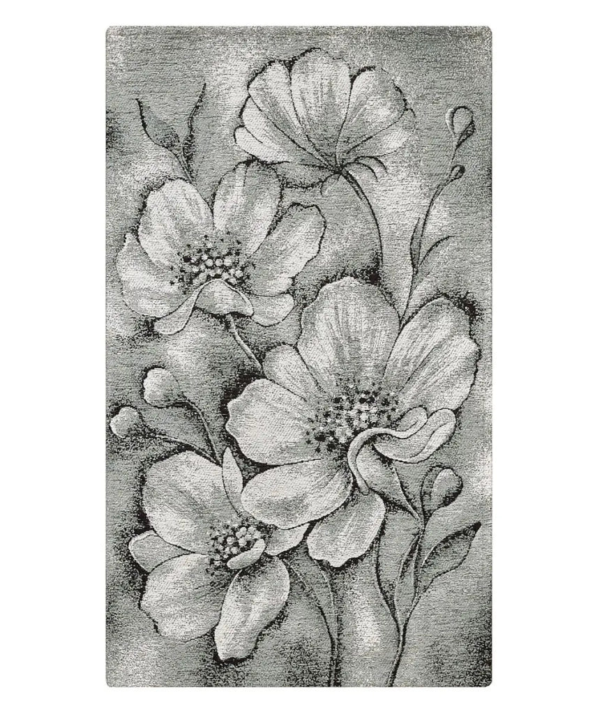 Tappeto Arredo ASTURIA GRIGIO salotto soggiorno camera, disegno floreale moderno grandi fiori, multiuso lavabile antiscivolo cm.85x150