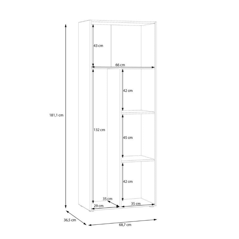 Armadio multiuso Teodoro 2 ante con portascope struttura rovere e 1 anta bianco