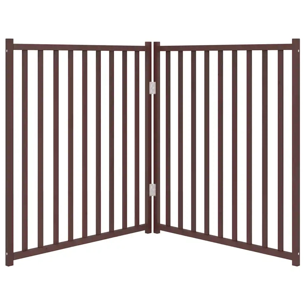 Cancello Cani Pieghevole 2Pannelli Marrone 160cm Massello Abete 352298