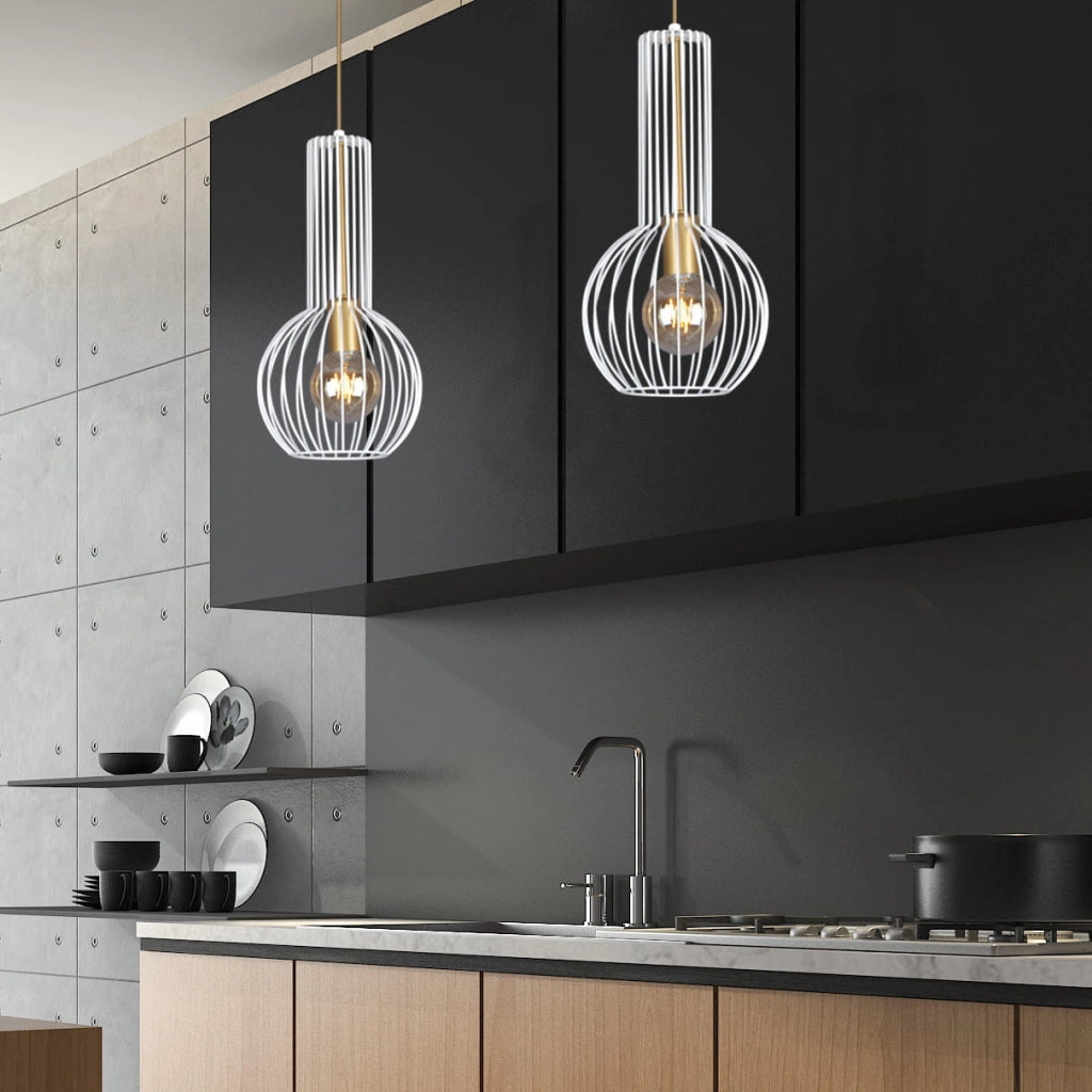 Lampada a sospensione bianco oro E27 Ø20 Kaja K-4525