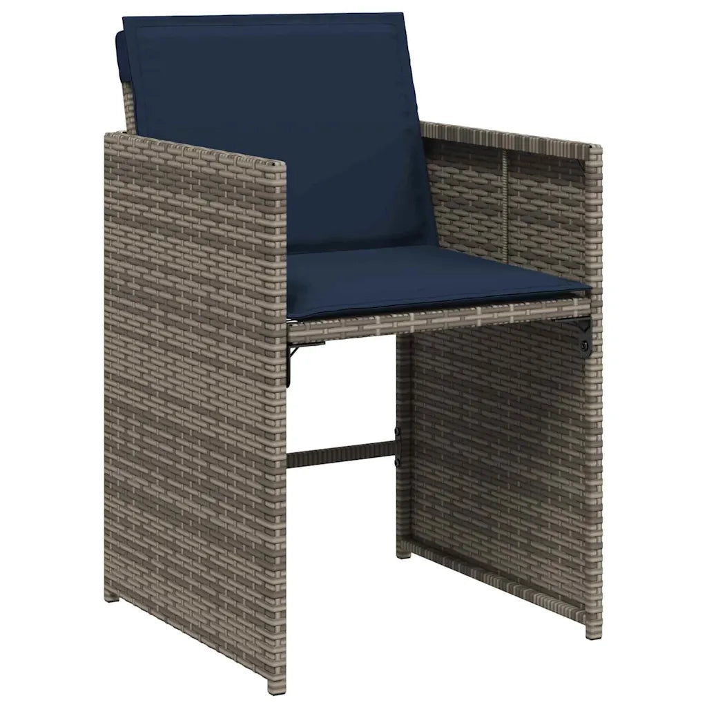 Set da Pranzo per Giardino con cuscino 5 pcs Grigio polyrattan 3380002