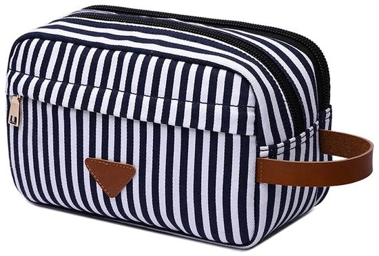 Tas di toilete in tela di canapa per viaggiatori (a strisce)