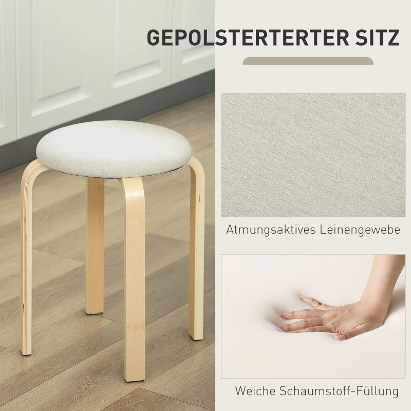 SGABELLI Impilabili Set da 4 40x40x45 cm Legno Crema