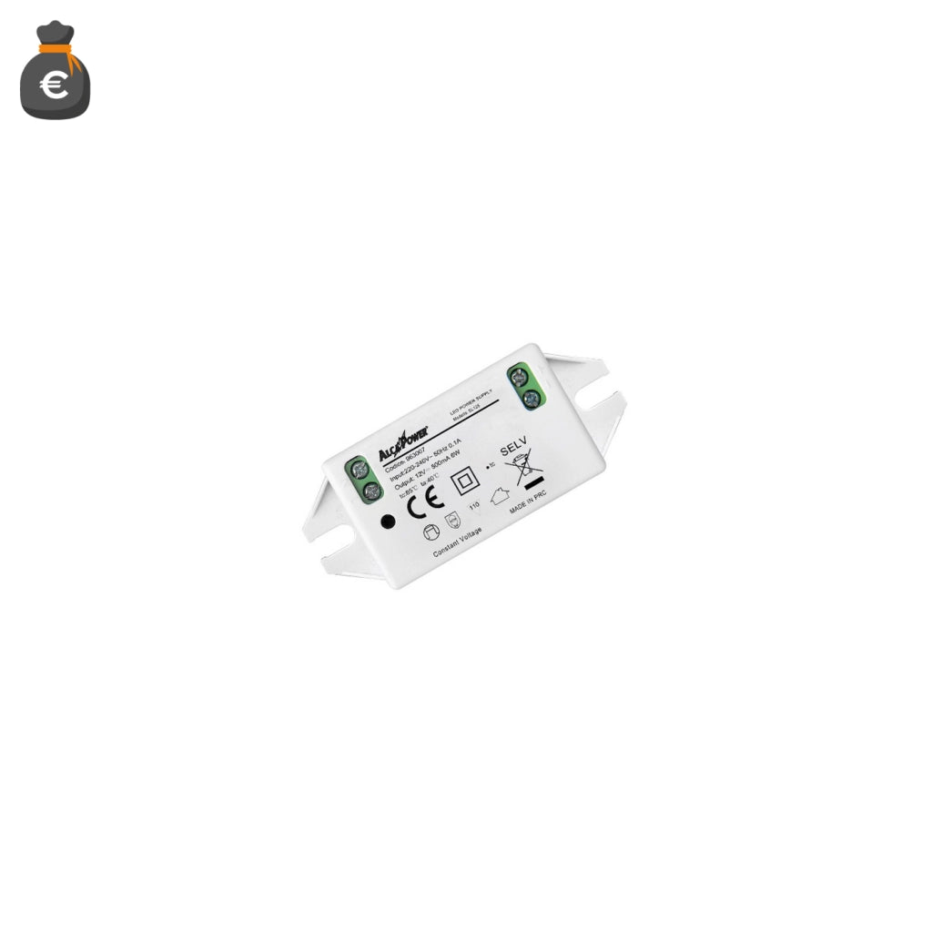 Alcapower Alimentatore Switching IP20 12V 6W 0.5A per Illuminotecnica, Convertitore Compatto ad Alta Efficienza Energetica, Protezioni Integrate