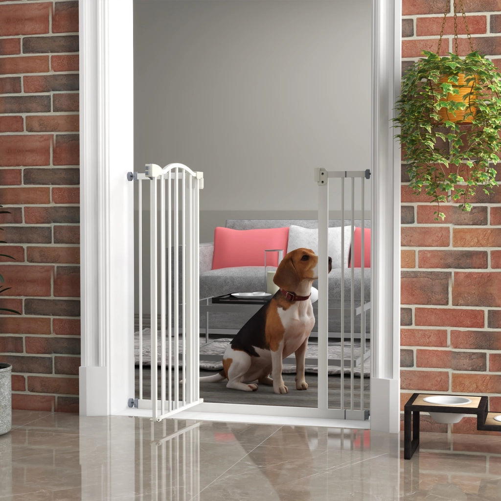 Cancelletto per Cani Estensibile ¨C Zephmum ¨C Bianco, Metallo e Plastica, 74-100x94 cm