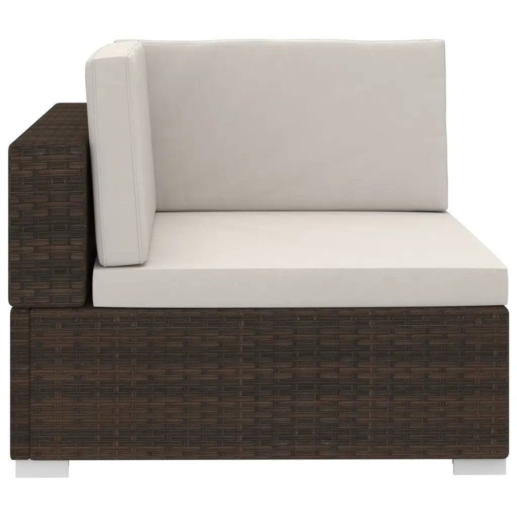 Set Divani da Giardino 3 pz | Set Salotto da Giardino con Cuscini in Polyrattan Marrone