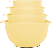 Set di ciotole per mescolare in plastica con superficie antiscivolo, piatti da servizio a pile stivocabili per cucina, 4 pezzi (giallo)