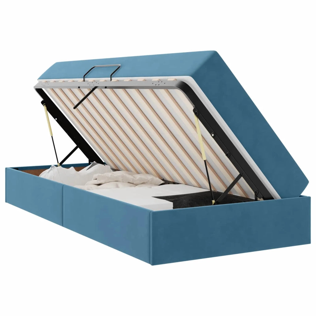 Letto con contenitore e materasso Blu Scuro 90 x 190 cm Velluto 3399692