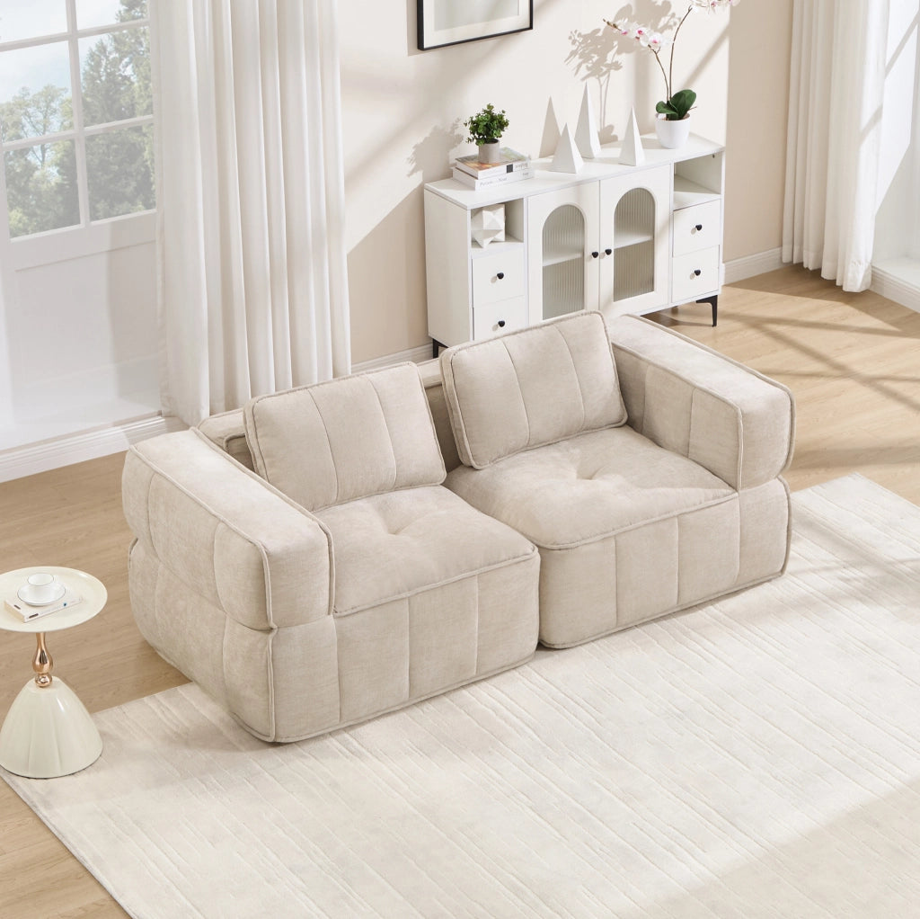 Divano modulare 2 posti senza struttura 198x93x67 cm in poliestere beige