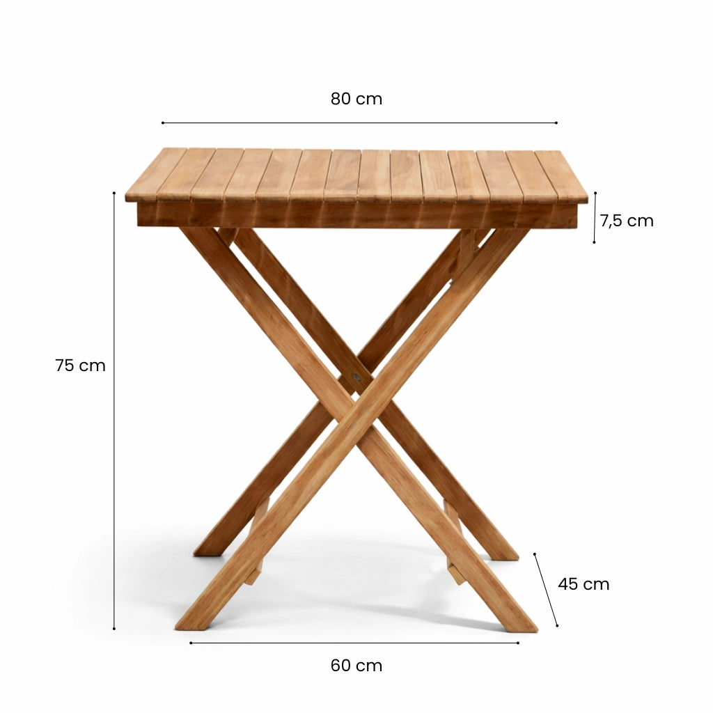 Tavolo Pieghevole 80×80 cm in Teak per Esterno – Burraco