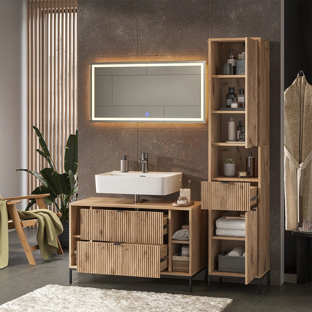 Vicco Set di mobili da bagno Quercia vichinga 3 parti