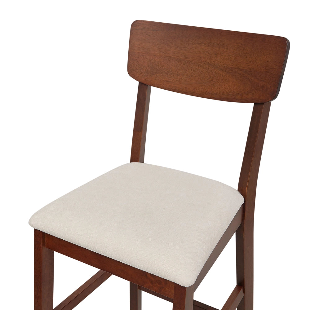 Set di 2 sedie da bar con seduta imbottita in legno scuro beige chiaro chic elegante