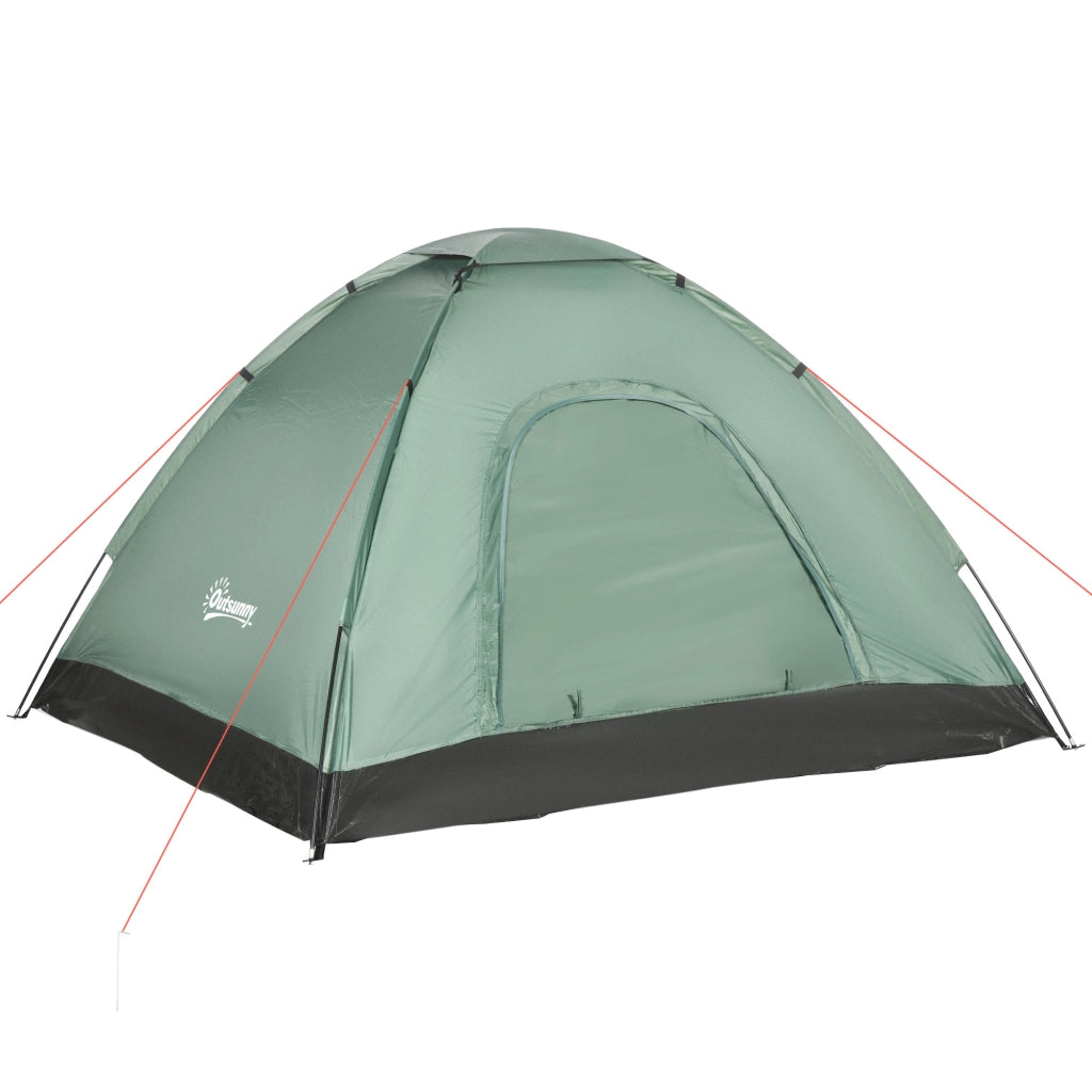 Tenda da Campeggio-Tenda per Escursionismo  2 Posti con Porta a Cerniera, Zanzariera e Sacca di Trasporto, 206x185x120cm, Verde