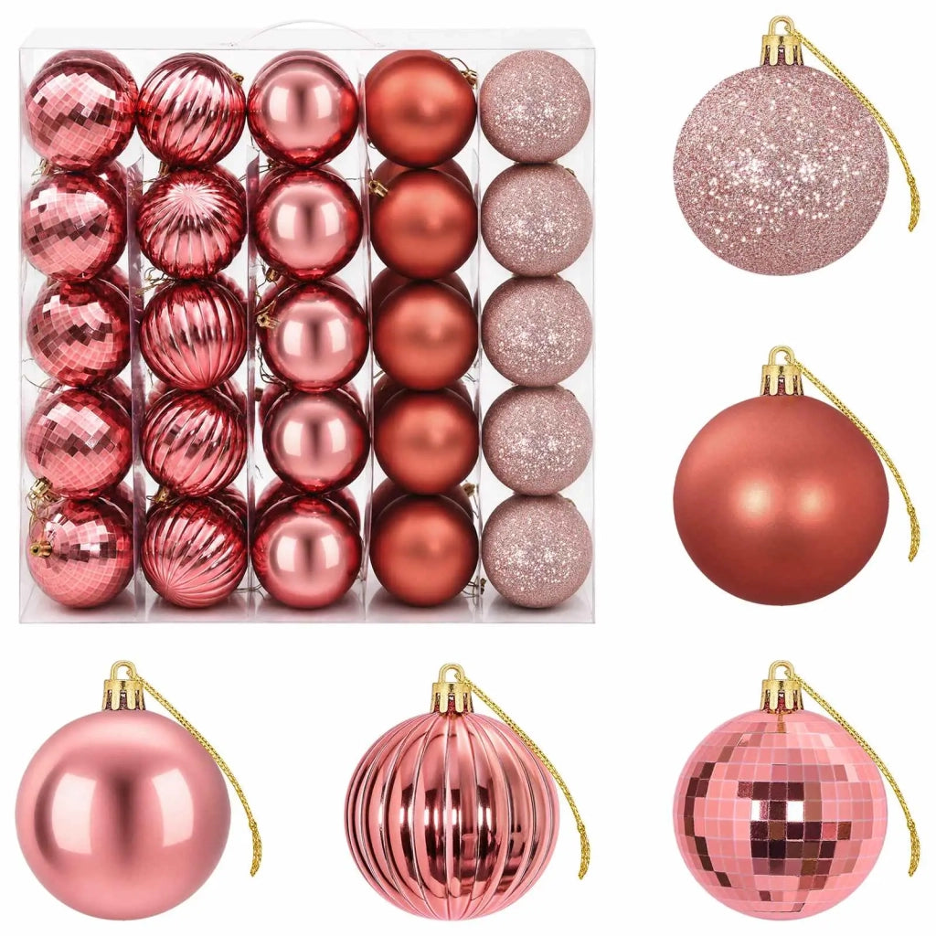 Set di Palline di Natale 75 pz Rosa e rosè 6 cm Polistirolo 42050661