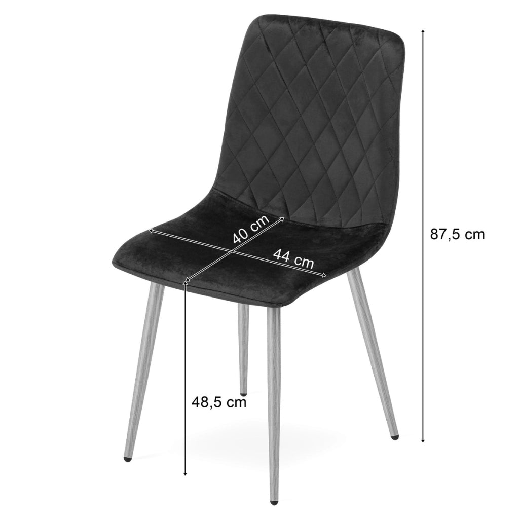 Set di 4 Sedie Turin in Velluto Blu Navy con Gambe Effetto Legno