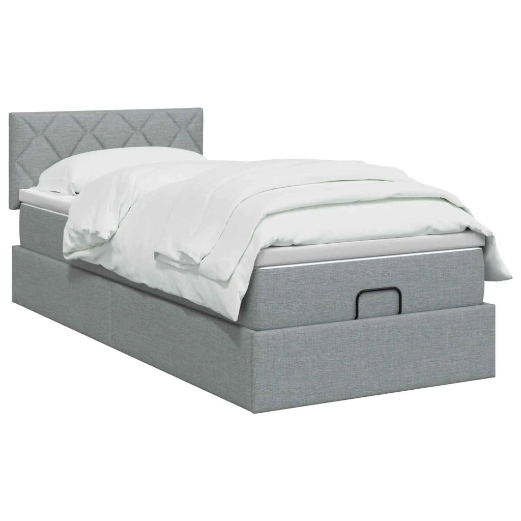 Letto Ottomano con Materasso e LED Grigio Chiaro 100 x 200 cm 3456967