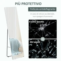Specchio da Terra e Parete con Struttura in Alluminio per Camera, Ingresso e Bagno, 45x37x158.5cm