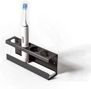 Organizzatore per spazzola da denti elettrica, fissaggio alla parete senza perforazione, lega di alluminio, organizzatore, contenitore per pasta da denti con piatto in silicone, spazzola da denti, stoccaggio, bagno (grigio, 4 stelle)