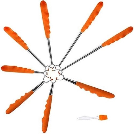 Set di Spiedini da Griglia, 8 pezzi, 30-115 cm, spiedini da griglia telescopici, rottami da griglia, acciaio inossidabile, ideali per picnic, campeggio, hot dog, verdure