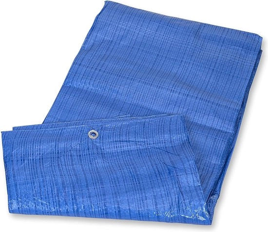 Telaio di copertura, 4 x 6 m, blu, telo PP-PE impermeabile, 60 g/m², resistente alla muffa, telo di protezione per auto, mobili da giardino, legno/telo da giardino con occhi in alluminio