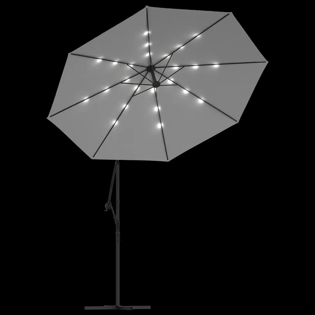 Ombrello | Parasolne Pensile con Luci LED 300 cm Sabbia Palo in Metallo