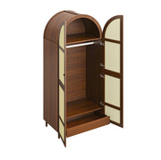 Armadio guardaroba 80x50x179 cm noce， ante arrotondate， con cassetto