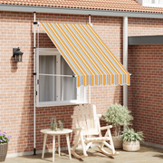 Tenda da Sole Retrattile Manuale-Tenda parasole per Patio 150 cm a Strisce Blu e Gialle